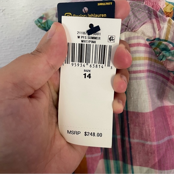 NWT $248 Polo Ralph Lauren Multicolor Madras Plaid Ruffle Midi Dress Size 14 - Picture 17 of 17